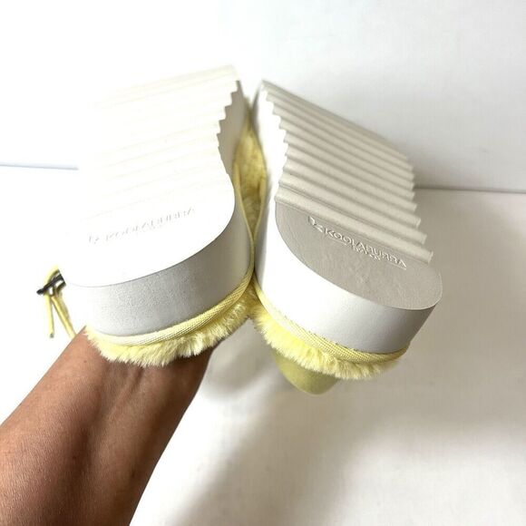 Koolaburra UGG Furry Sling Back Womens Sz 11 Slipper Sandals Yellow Faux Fur New - Picture 8 of 11